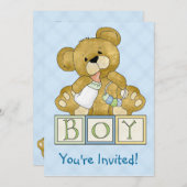 baby shower Teddy Bear Boy Kaart (Voorkant / Achterkant)