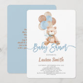 Baby shower Teddy Bear Boy Kaart (Voorkant / Achterkant)