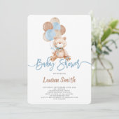 Baby shower Teddy Bear Boy Kaart (Staand voorkant)
