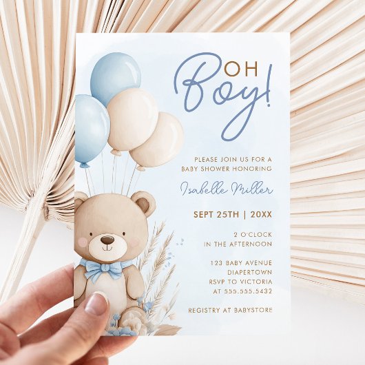 Baby shower Teddy Bear Boy Kaart