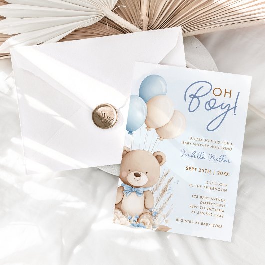 Baby shower Teddy Bear Boy Kaart