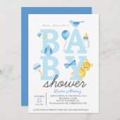 Baby shower Teddy Bear Boy Kaart (Voorkant / Achterkant)