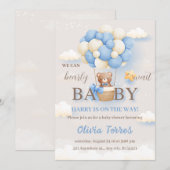 Baby shower Teddy Bear Boy Kaart (Voorkant / Achterkant)