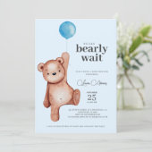 Baby shower Teddy Bear Boy Kaart (Staand voorkant)