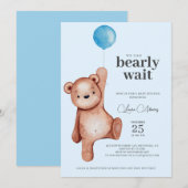 Baby shower Teddy Bear Boy Kaart (Voorkant / Achterkant)