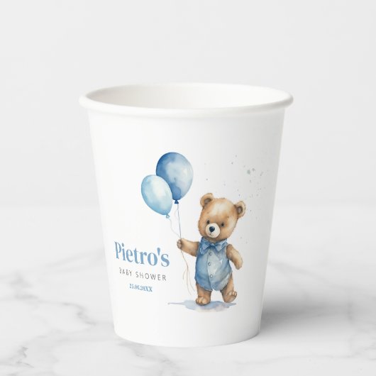 Baby shower Teddy Bear Boy Papieren Bekers (Voorkant)