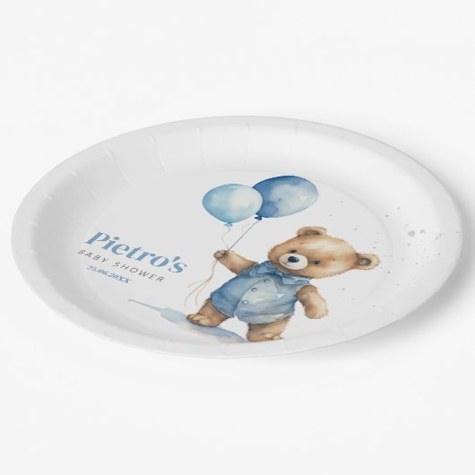 Baby shower Teddy Bear Boy Papieren Bordje (Gekanteld)