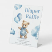 Baby shower Teddy Bear Boy Reclamebord Met Voetstuk (Voorkant)