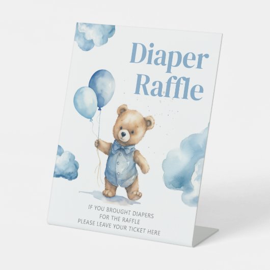 Baby shower Teddy Bear Boy Reclamebord Met Voetstuk (Voorkant)