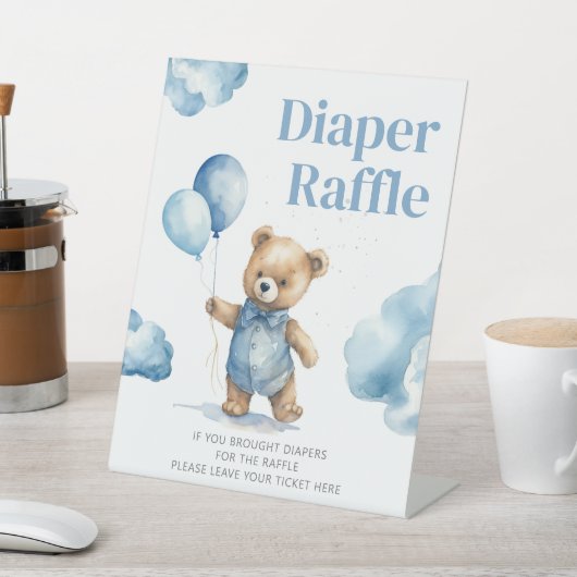 Baby shower Teddy Bear Boy Reclamebord Met Voetstuk (Insitu)