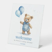 Baby shower Teddy Bear Boy Reclamebord Met Voetstuk (Voorkant)