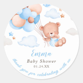 Baby shower Teddy Bear Boy Ronde Sticker