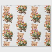 Baby shower Teddy Bear floral roze Cadeaupapier (Vlak)