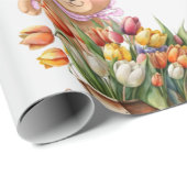 Baby shower Teddy Bear floral roze Cadeaupapier (Rol Hoek)