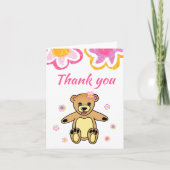 Baby shower Teddy Bear Flowers Bedankkaart (Voorkant)