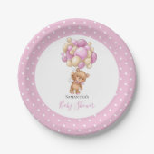 Baby shower Teddy Bear Girl Pink-ballonnen Papieren Bordje (Voorkant)