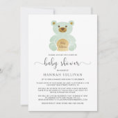 Baby shower Teddy Bear Green Gold Minimal Kaart (Voorkant)