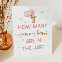 Baby shower Teddy Bear Hoeveel gummy Beren spelen Reclamebord Met Voetstuk