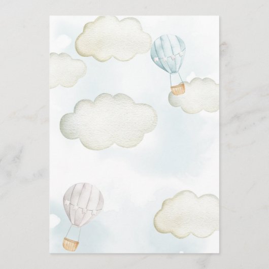 Baby shower Teddy Bear Hot Air Ballon Boy Kaart (Achterkant)
