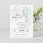 Baby shower Teddy Bear Hot Air Ballon Boy Kaart (Staand voorkant)