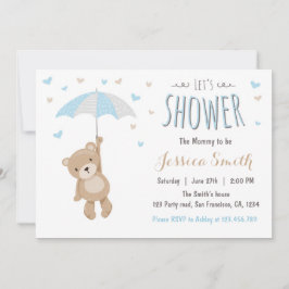 Baby shower Teddy Bear Invitation Baby Boy blauw Kaart