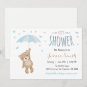 Baby shower Teddy Bear Invitation Baby Boy blauw Kaart (Voorkant / Achterkant)