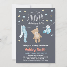 Baby shower Teddy Bear Invitation Baby Boy Kaart