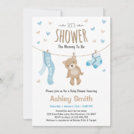 Baby shower Teddy Bear Invitation Baby Boy Kaart