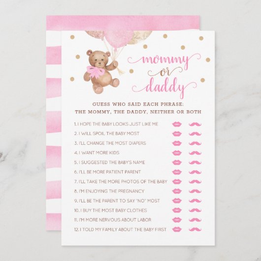 Baby shower Teddy Bear Kaart (Voorkant / Achterkant)