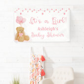 Baby shower Teddy Bear Pink Balloons ITS A GIRL Spandoek (Insitu)