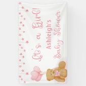 Baby shower Teddy Bear Pink Balloons ITS A GIRL Spandoek (Verticaal)