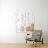 Baby shower Teddy Bear Pink Stars Achtergrond Wandkleed (In situ)