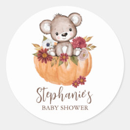 Baby shower Teddy Bear Pumpkin Herfst Ronde Sticker