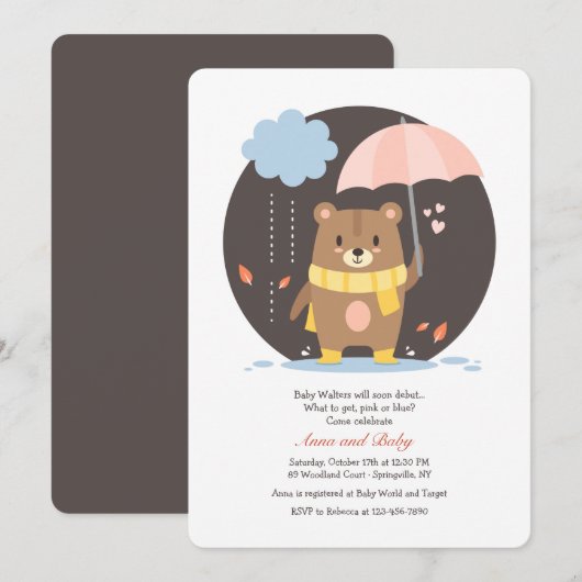 baby shower Teddy Bear Uitnodiging (Voorkant / Achterkant)