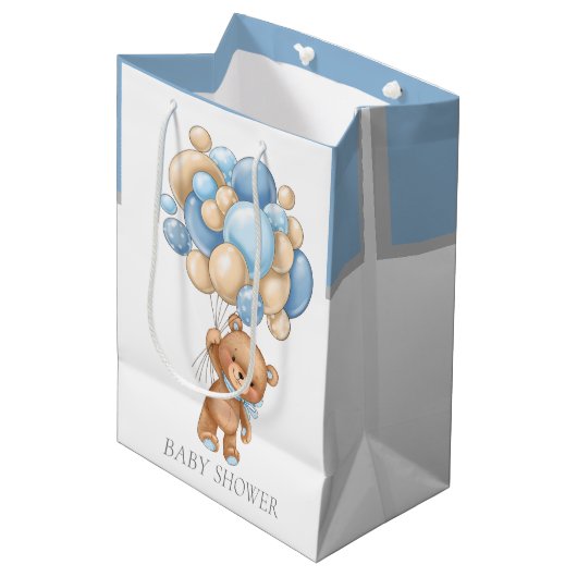 Baby shower Teddy Bearly Wait Boy cadezak Medium Cadeauzakje (Voorkant Gekanteld)