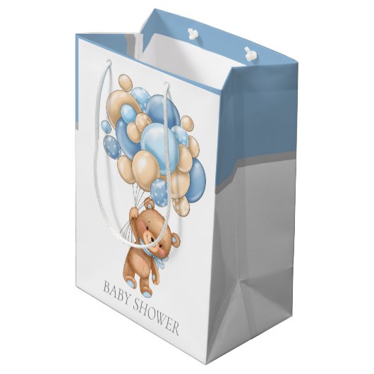 Baby shower Teddy Bearly Wait Boy cadezak Medium Cadeauzakje (Achterkant Gekanteld)