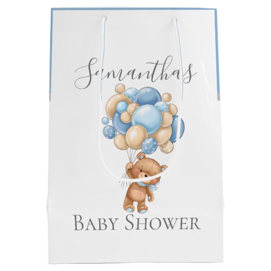 Baby shower Teddy Bearly Wait BOY Medium Cadeauzakje (Achterkant)