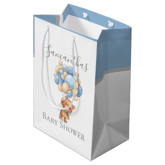 Baby shower Teddy Bearly Wait BOY Medium Cadeauzakje (Achterkant Gekanteld)