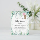 Baby shower teddy bebost eucalyptusmeisje uitnodiging briefkaart (Staand voorkant)