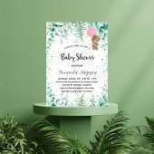 Baby shower teddy bebost eucalyptusmeisje uitnodiging briefkaart