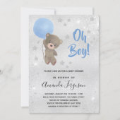 Baby shower teddy beenblauwe zilvervis kaart (Voorkant)