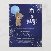 Baby shower teddy beenjongen uitnodiging briefkaart (Voorkant)