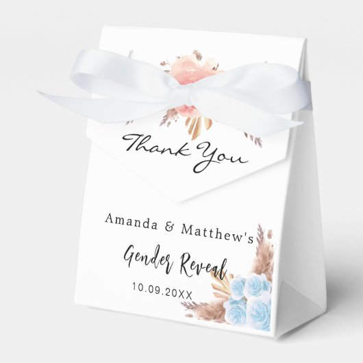 Baby shower teddy beer pampas bedankdoosjes (Voorkant Zijde)