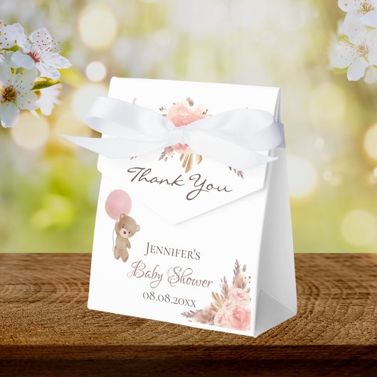 Baby shower teddy beer pampas bedankdoosjes