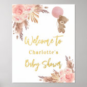 Baby shower teddy beer pampas gras roos blush folie afdrukken (Voorkant)