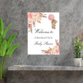 Baby shower teddy beer pampas gras roos blush poster