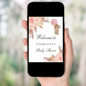 Baby shower teddy beer pampas gras roos blush poster