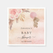 Baby shower teddy beer pampas gras roos goud servet (Voorkant)