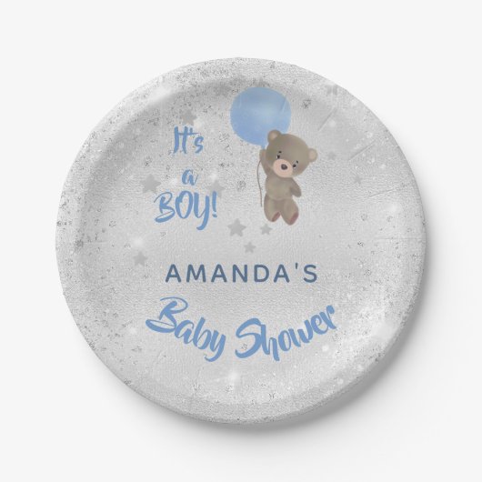 Baby shower teddy beer papieren bordje (Voorkant)