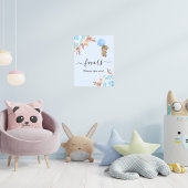 Baby shower teddy beermerg blauwe pampas gras bevo poster